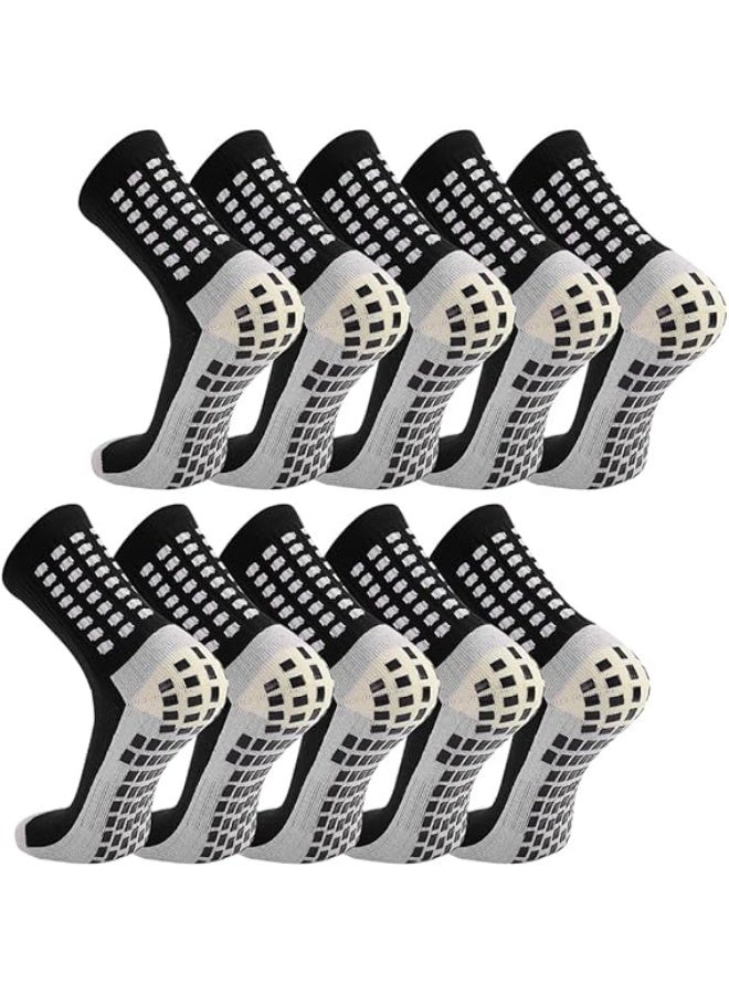 Arabest 5 Pack Men's Soccer Socks Anti Slip Non-Slip Grip Pads for Football Basketball Sports Grip Soccer Socks - Image 1